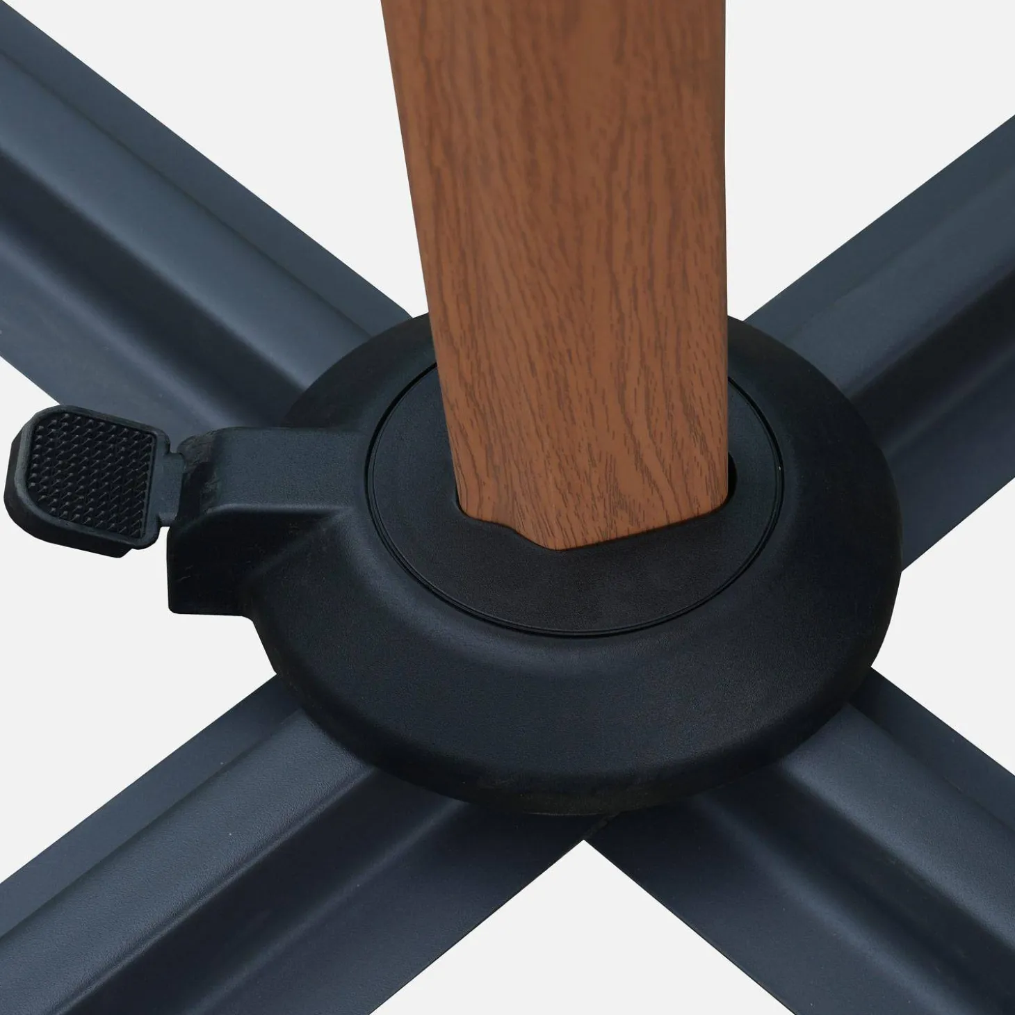 Parasol rectangular excéntrico poste efecto madera, 3x4m