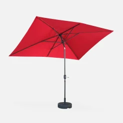 Parasol rectangular poste efecto madera, 2x3m