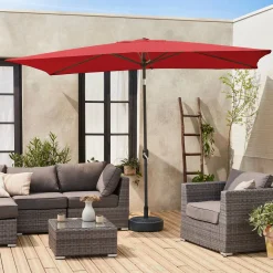 Parasol rectangular poste efecto madera, 2x3m