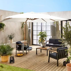 Parasol rectangular poste efecto madera, 3x4m