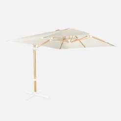 Parasol rectangular poste efecto madera, 3x4m