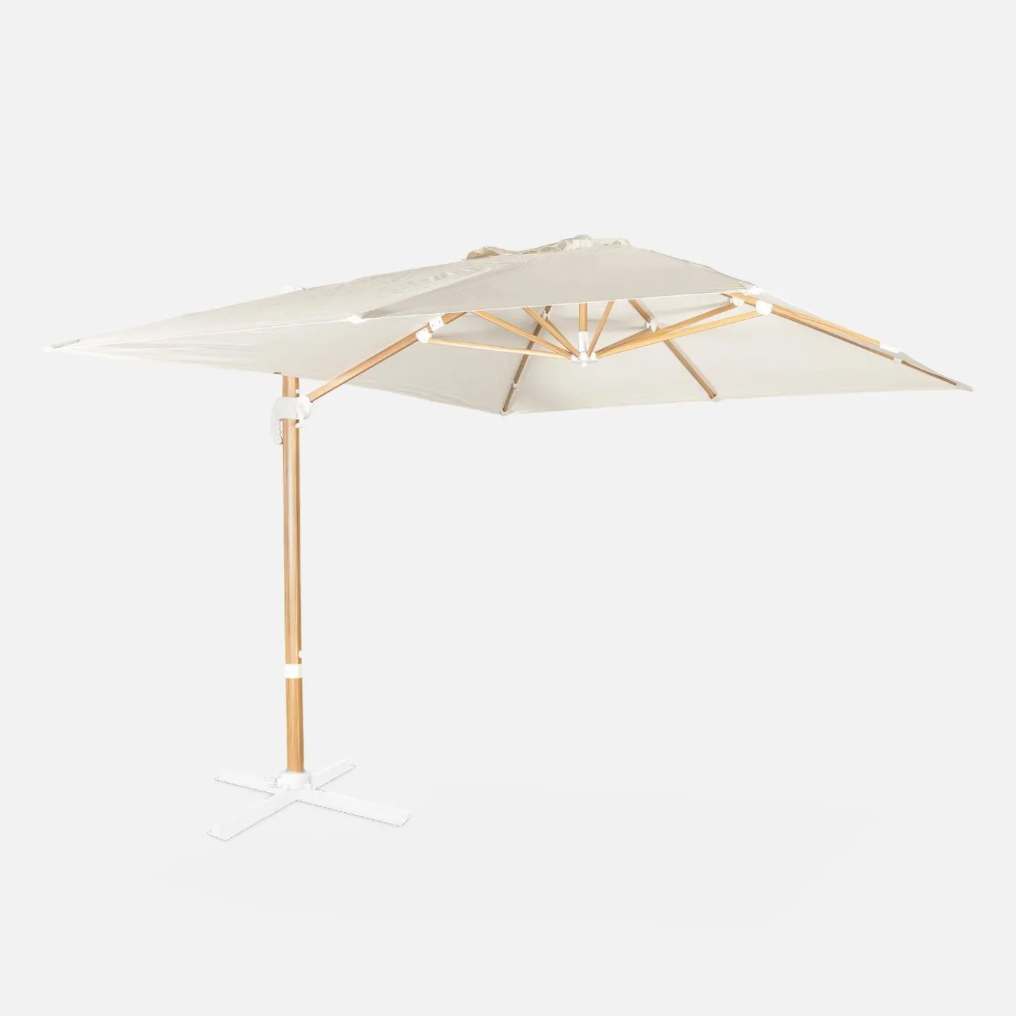 Parasol rectangular poste efecto madera, 3x4m
