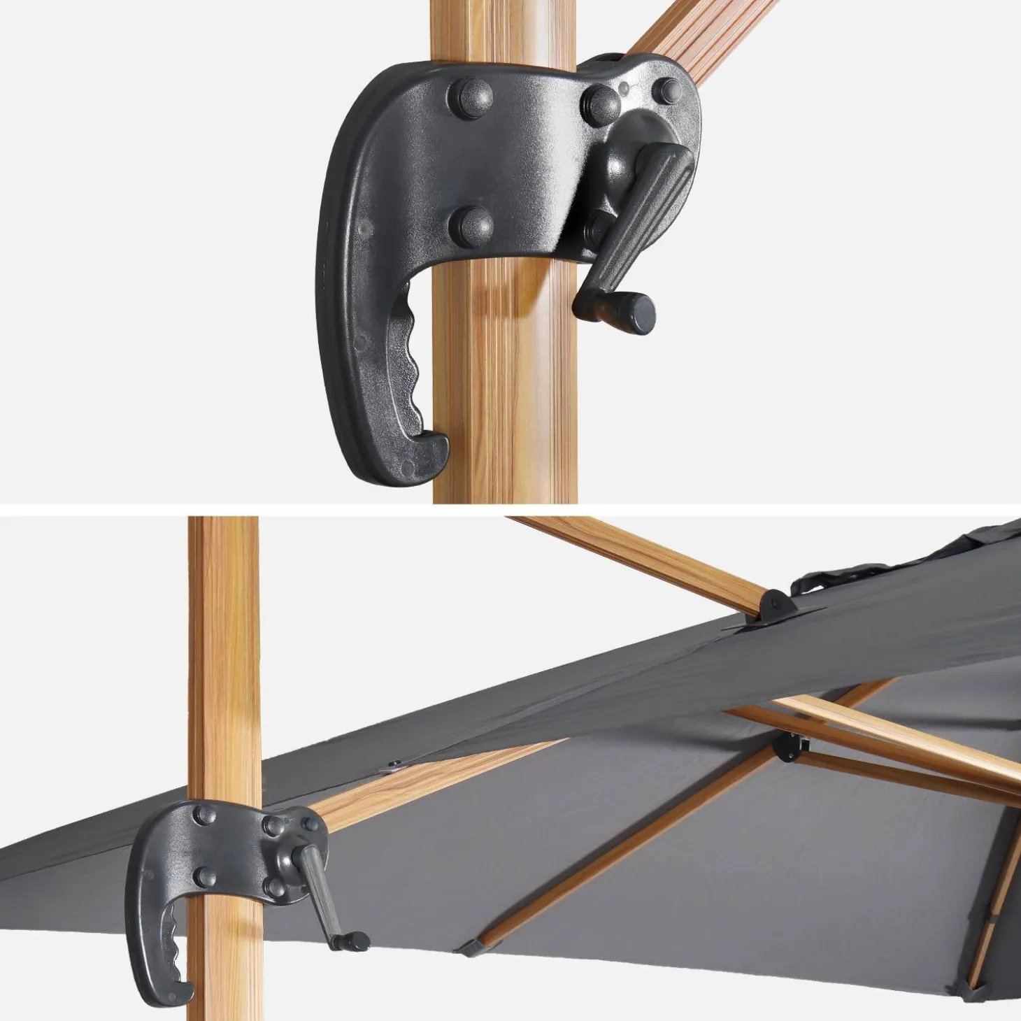 Parasol rectangular poste efecto madera, 3x4m