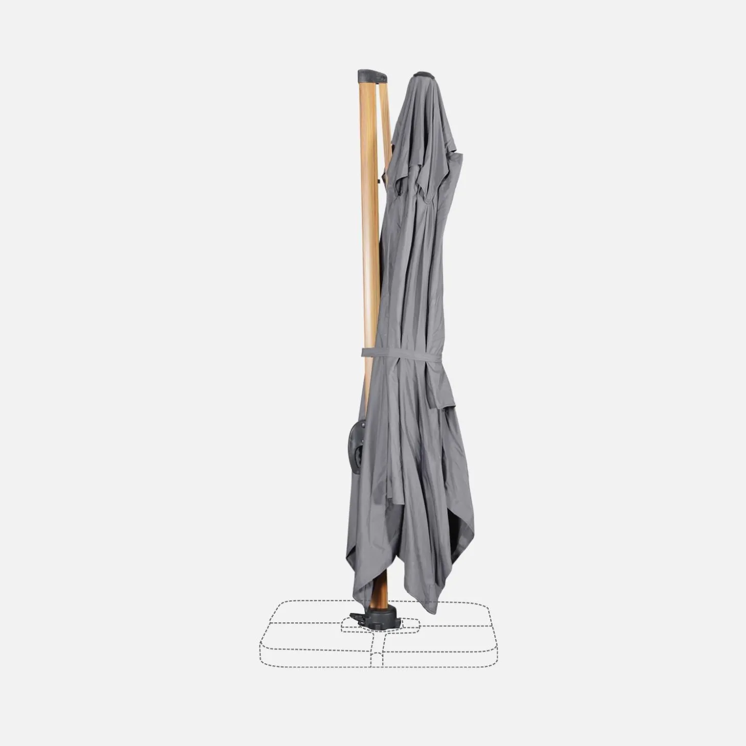 Parasol rectangular poste efecto madera, 3x4m