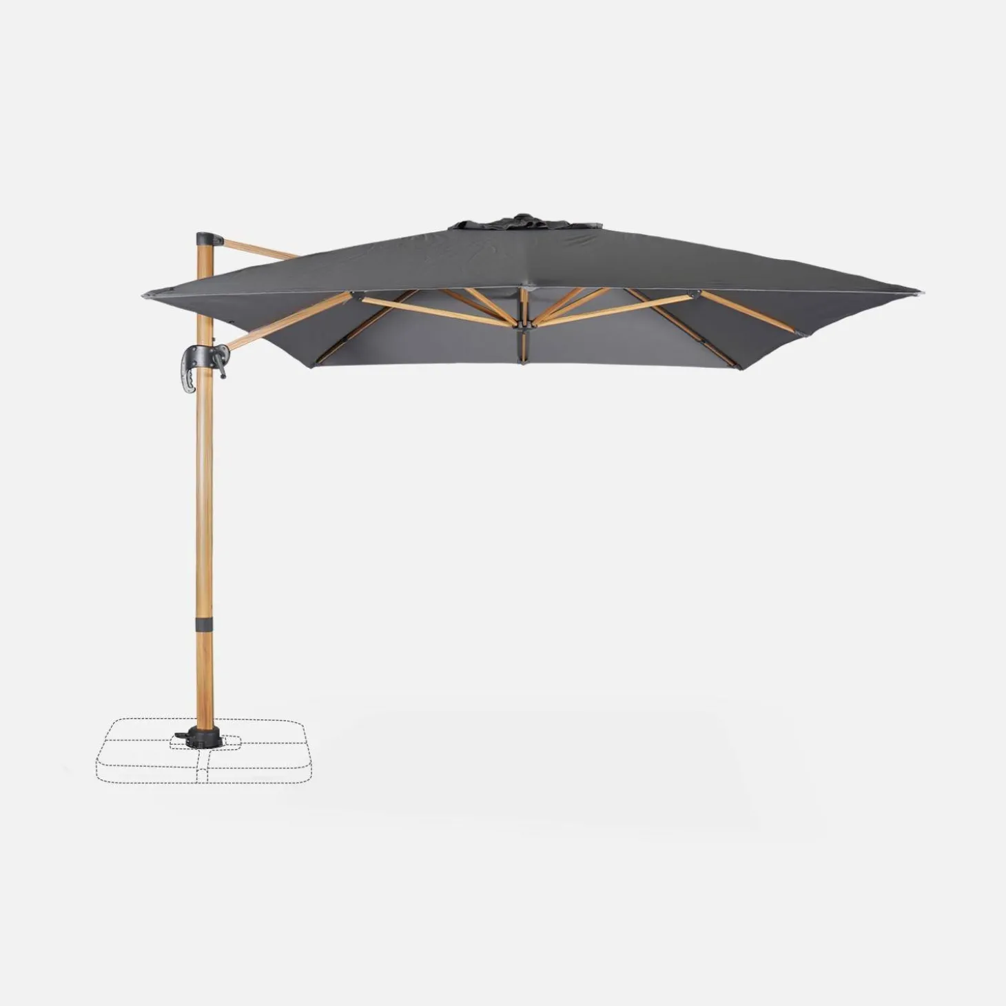 Parasol rectangular poste efecto madera, 3x4m