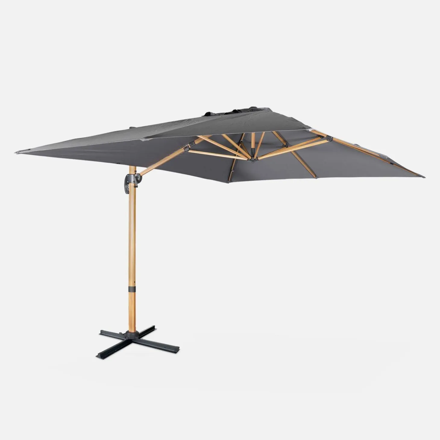 Parasol rectangular poste efecto madera, 3x4m