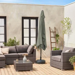 Parasol rectangular poste efecto madera, 2x3m
