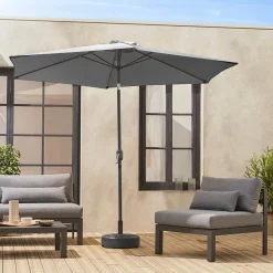 Parasol rectangular poste efecto madera, 3x3m
