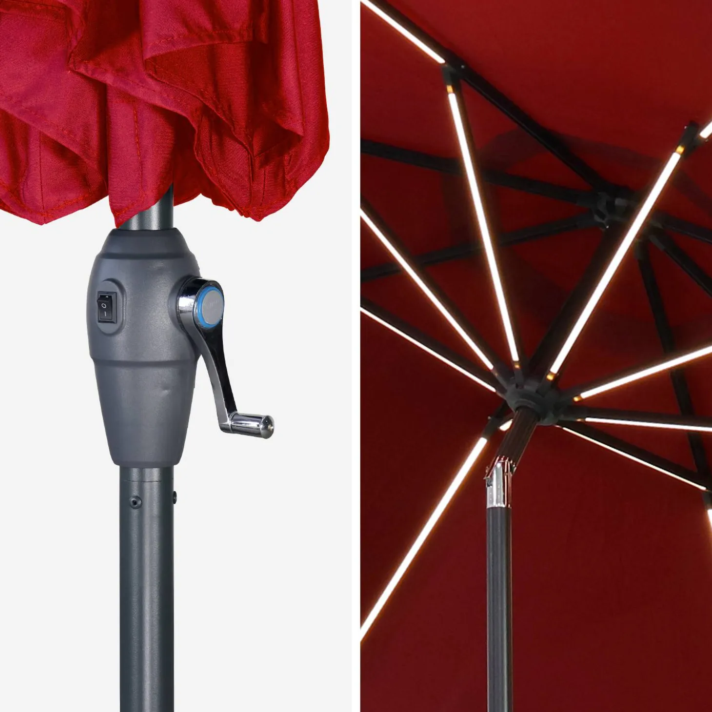 Parasol redondo con LED, Ø2,7m