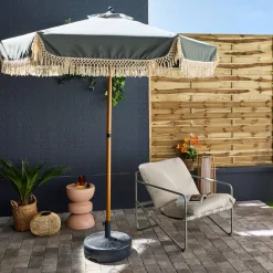 Parasol redondo recta con flecos, Ø2m