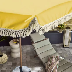 Parasol redondo recta con flecos, Ø2m