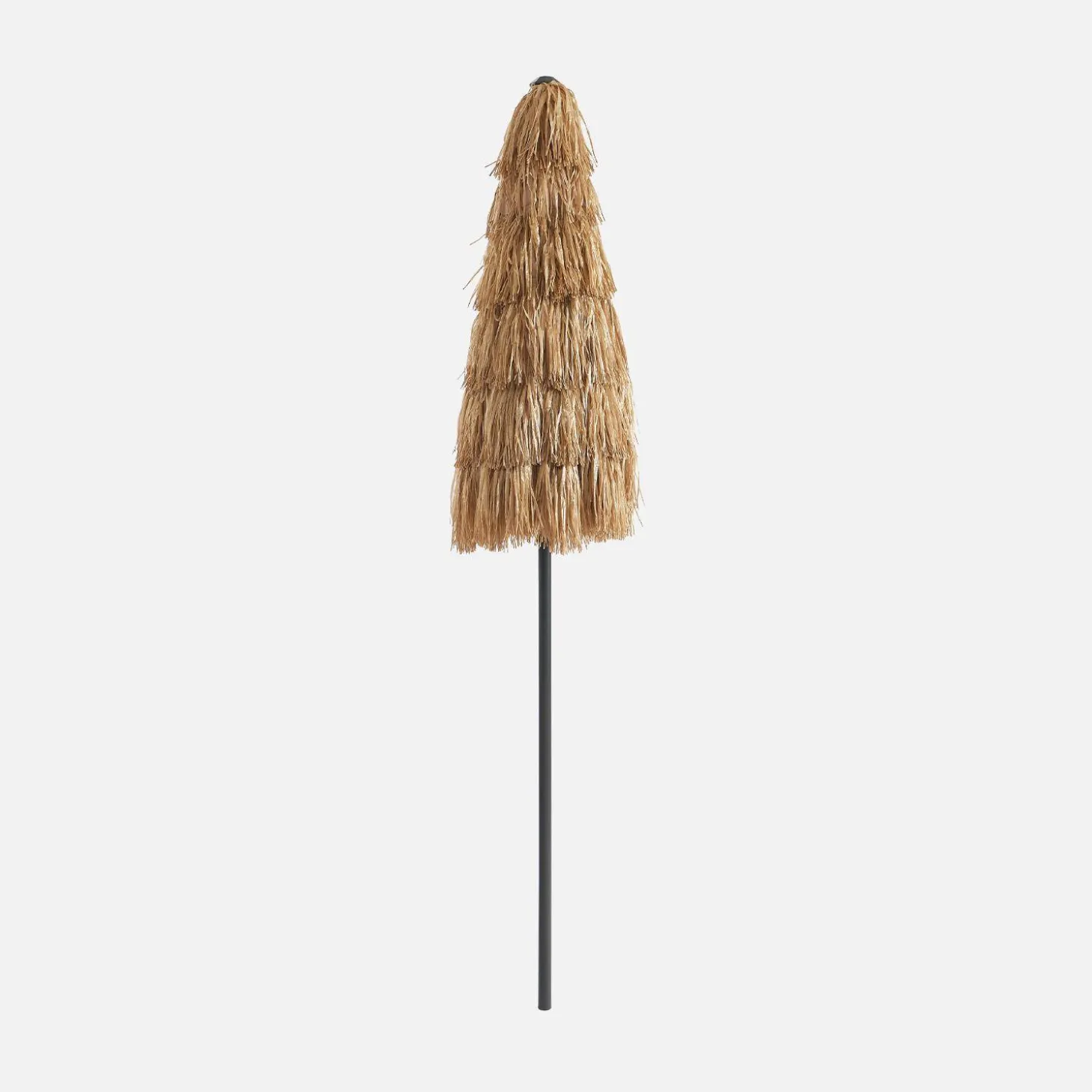Parasol redondo recta exótica, Ø2m + acero efecto madera y paja