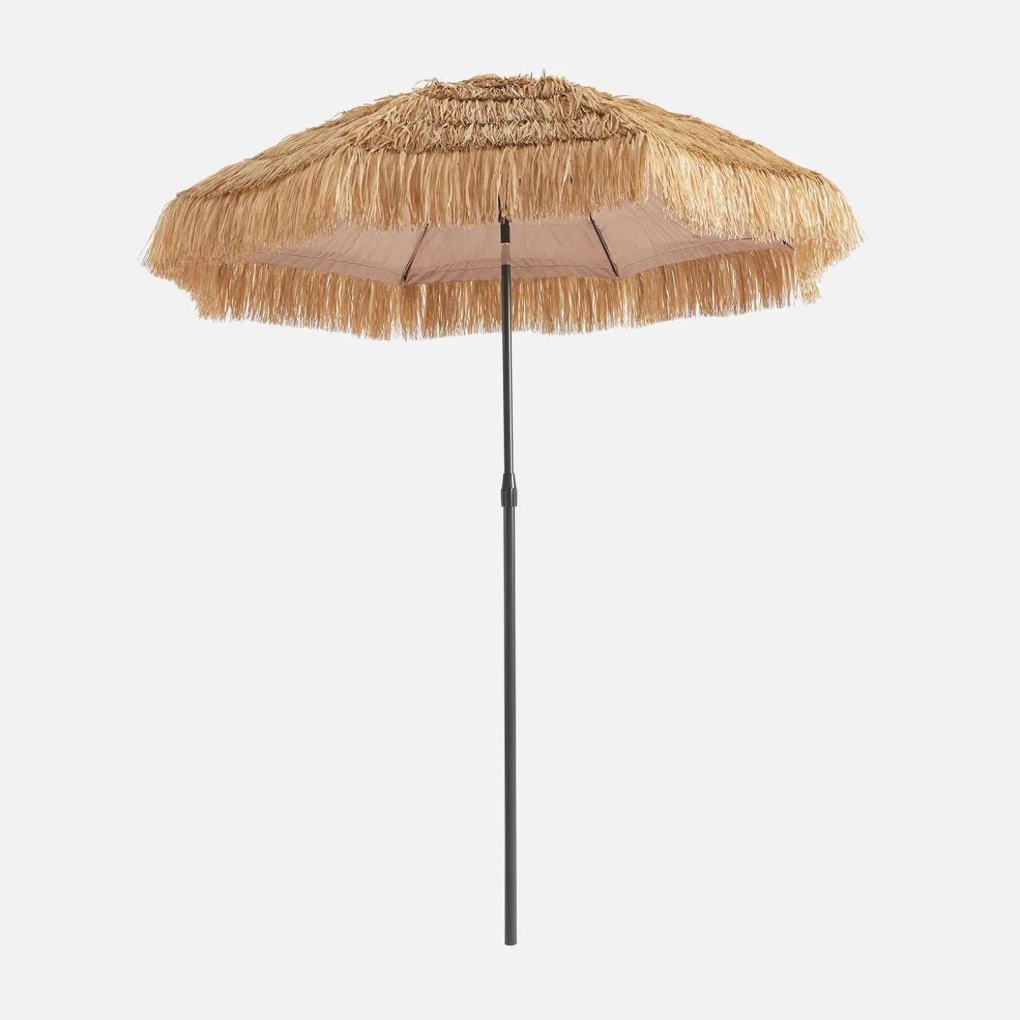 Parasol redondo recta exótica, Ø2m + acero efecto madera y paja