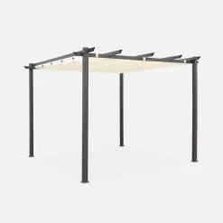 Pergola, aluminio, 3x3m, tela deslizante