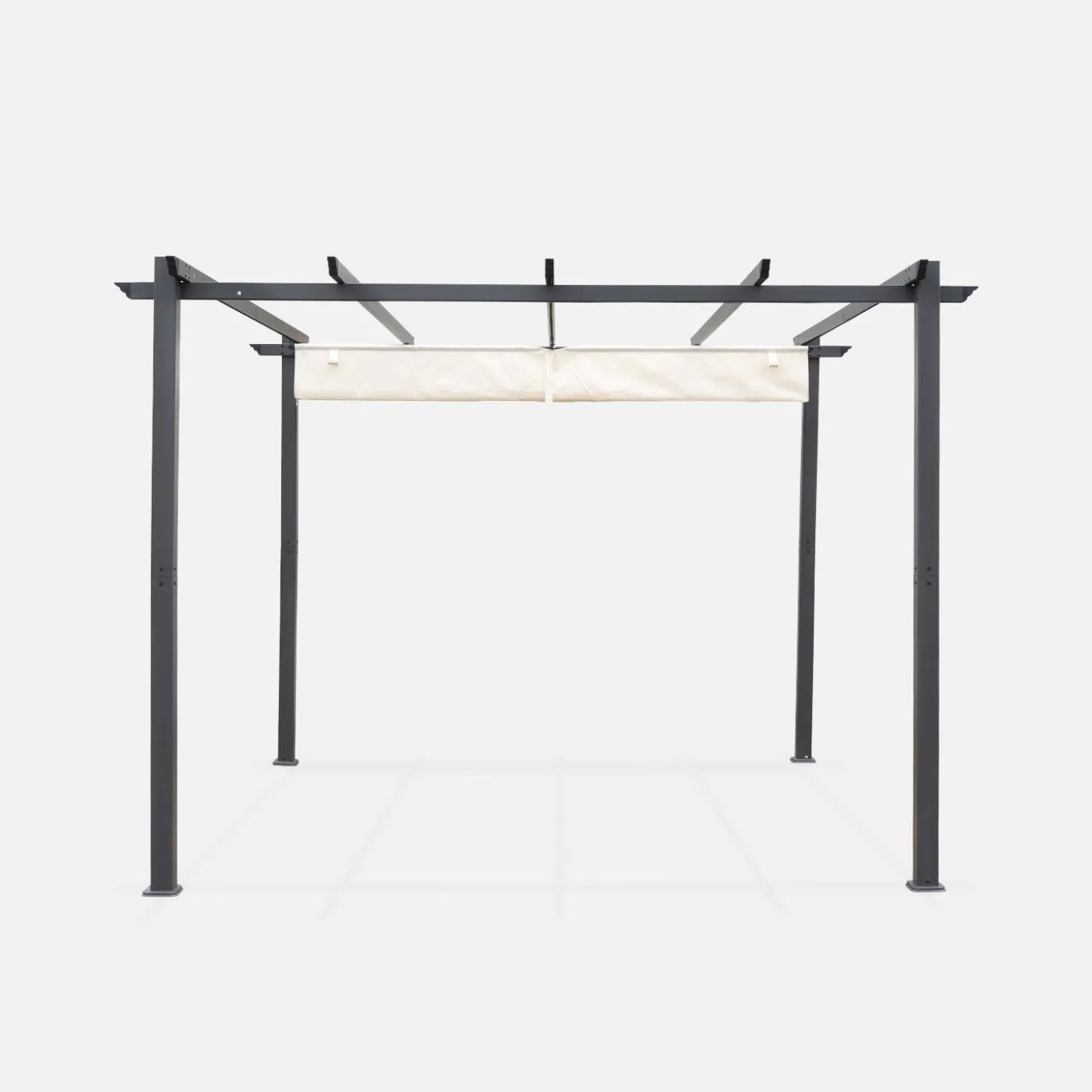 Pergola, aluminio, 3x3m, tela deslizante