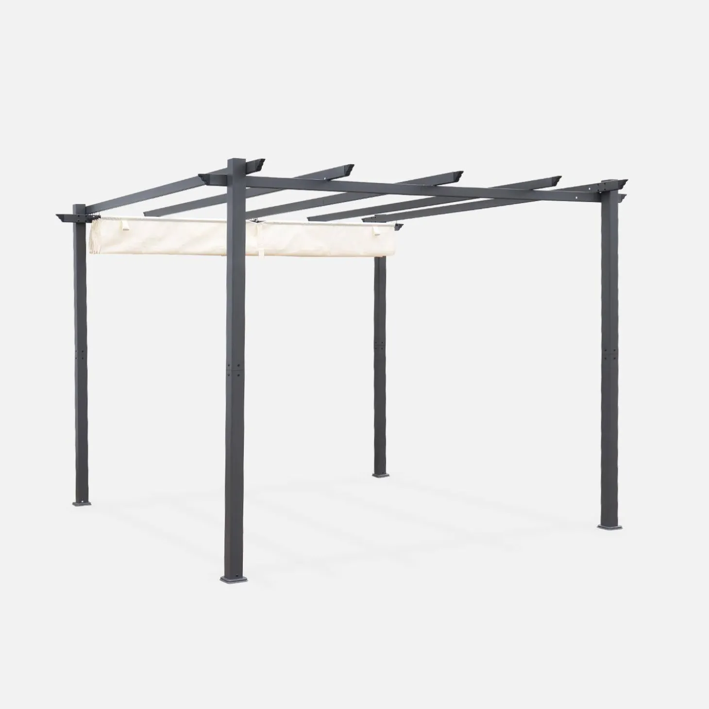 Pergola, aluminio, 3x3m, tela deslizante