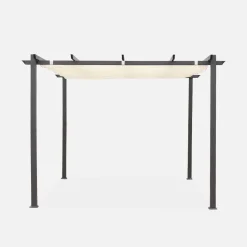 Pergola, aluminio, 3x3m, tela deslizante