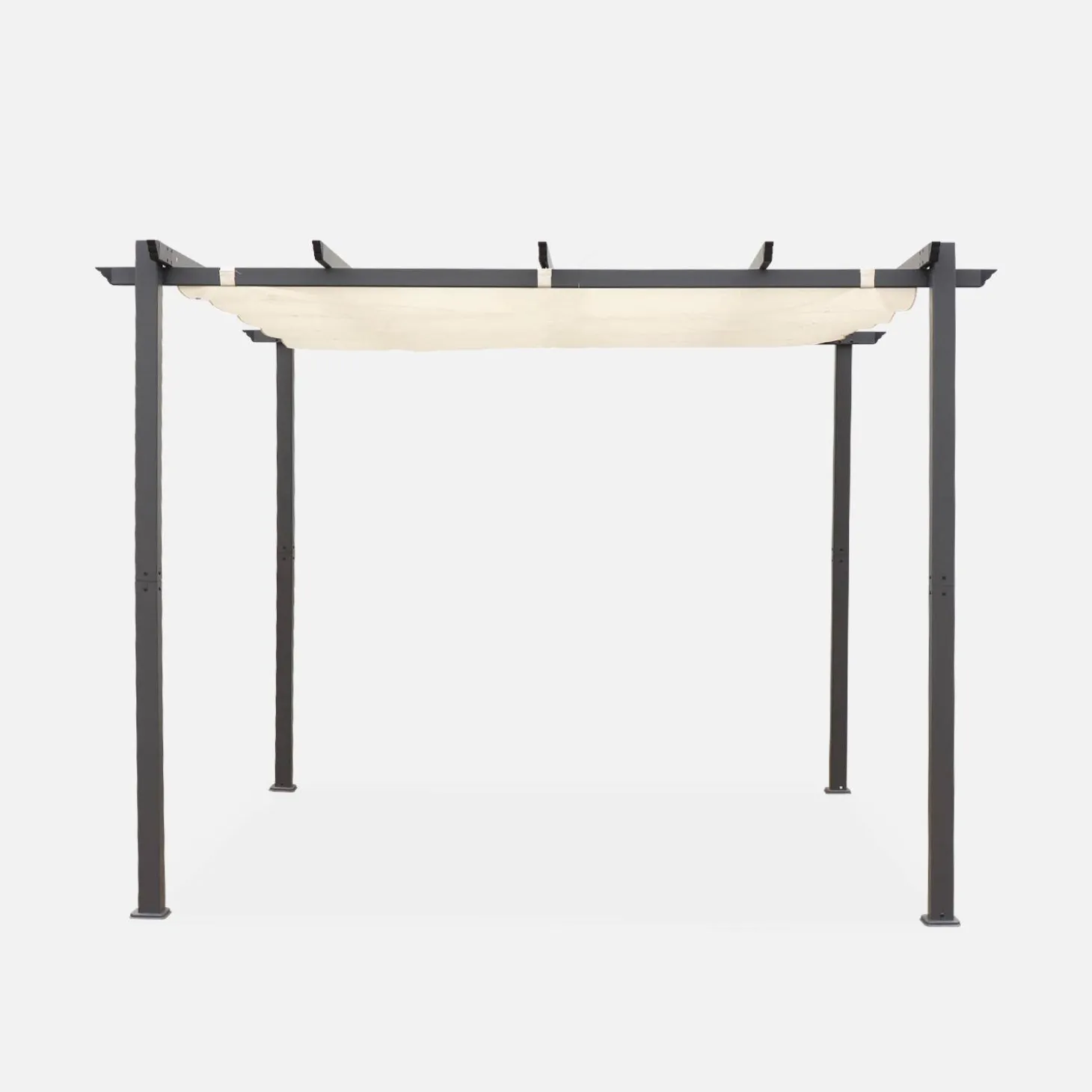 Pergola, aluminio, 3x3m, tela deslizante