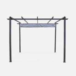 Pergola, aluminio, 3x3m, tela deslizante
