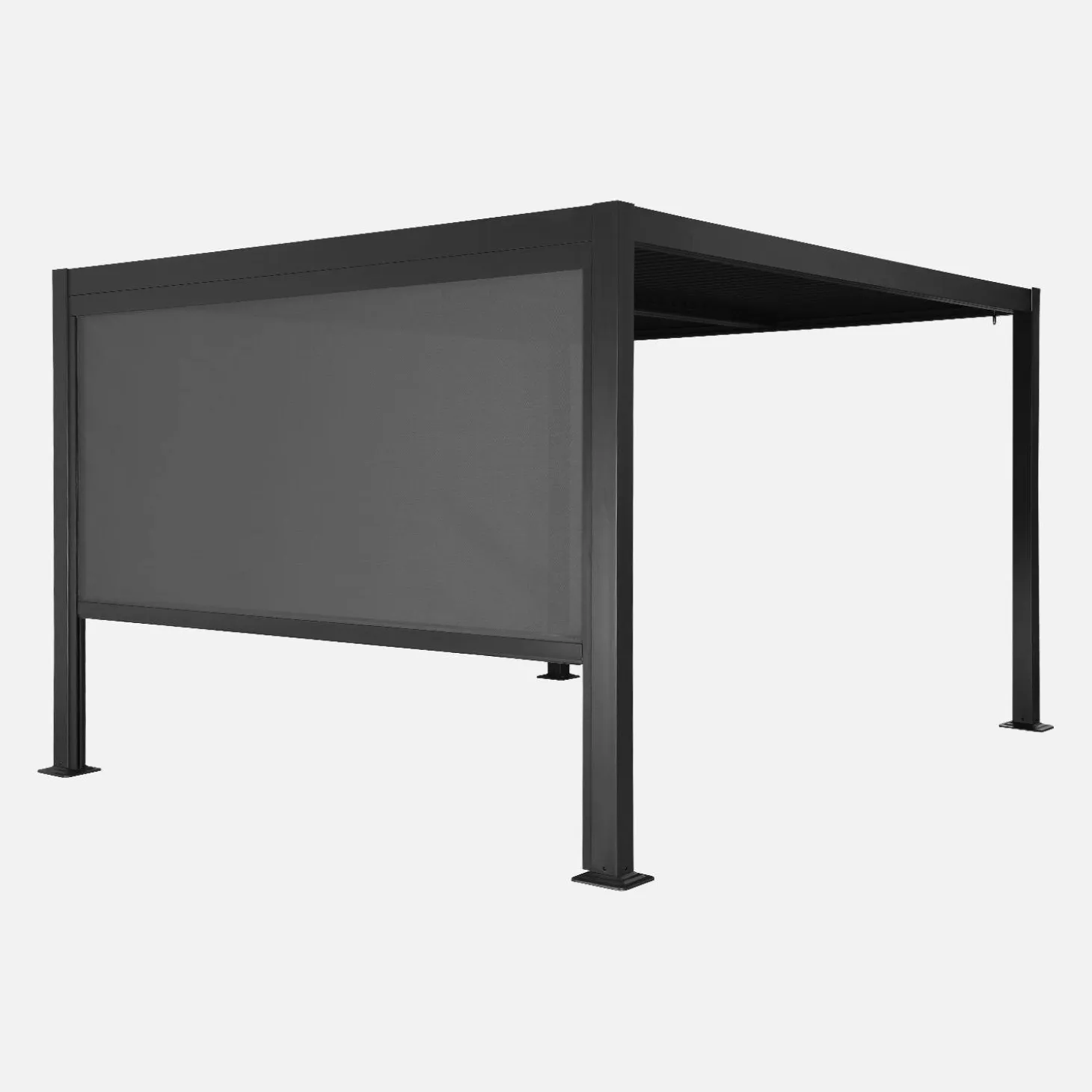 Pergola bioclimática de aluminio y acero 3x3m + 1 toldo de 3m
