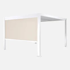 Pergola bioclimática de aluminio y acero 3x3m + 1 toldo de 3m