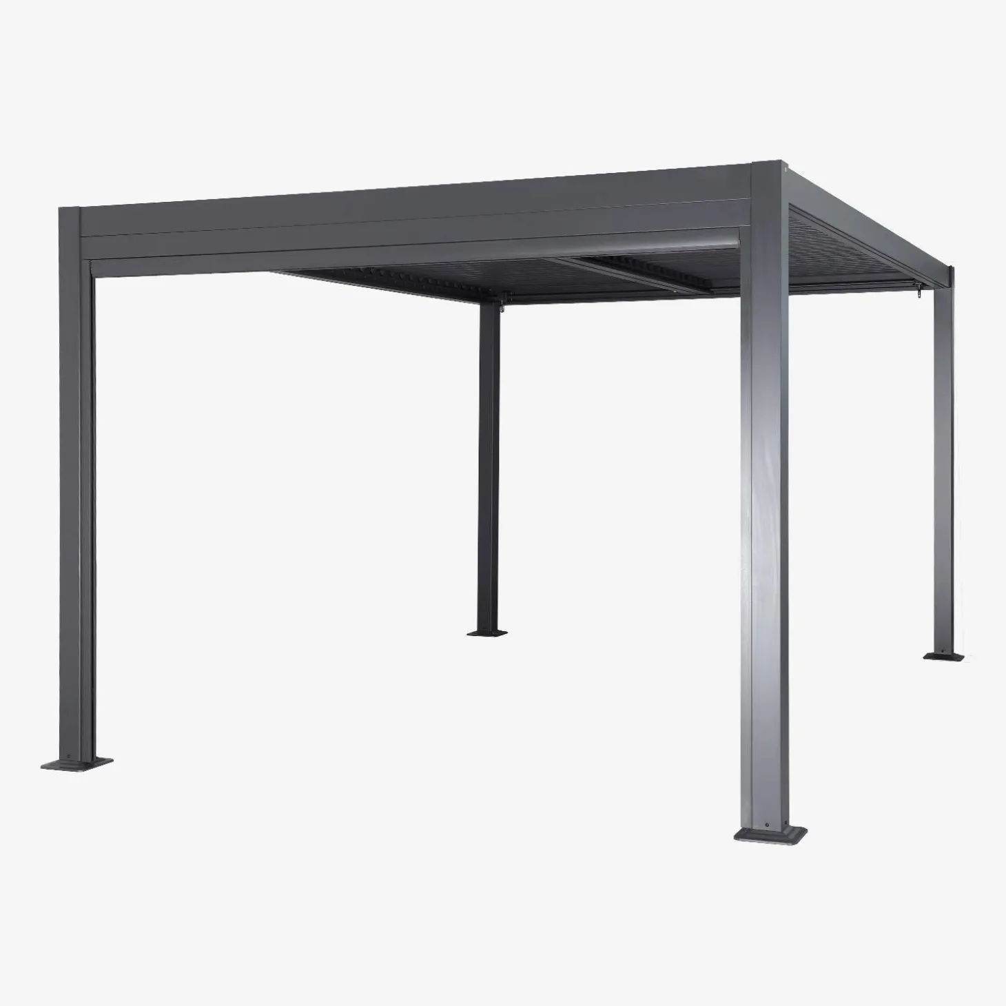 Pergola bioclimática de aluminio y acero 3x3m + 1 toldo de 3m