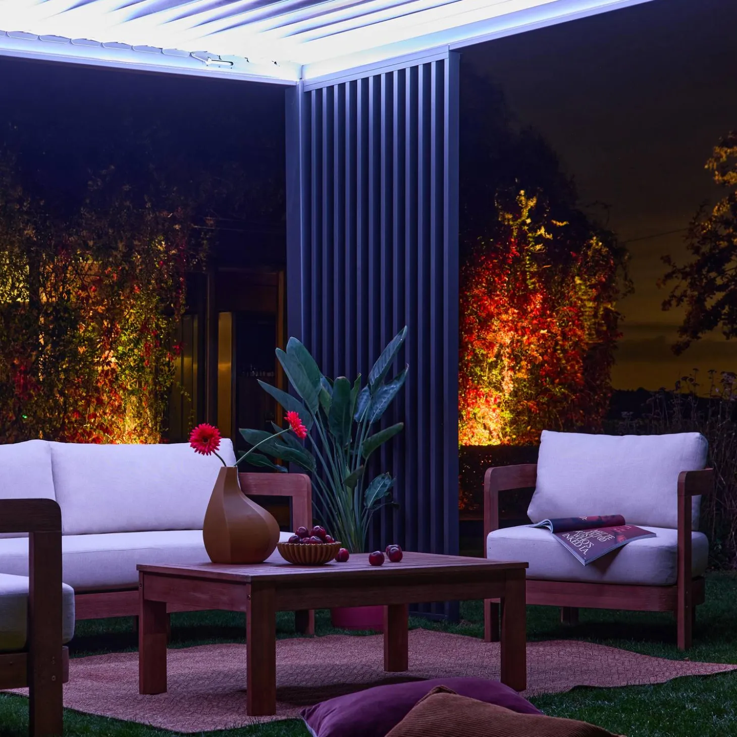 Persiana vertical para pégola de lamas verticales de 3m