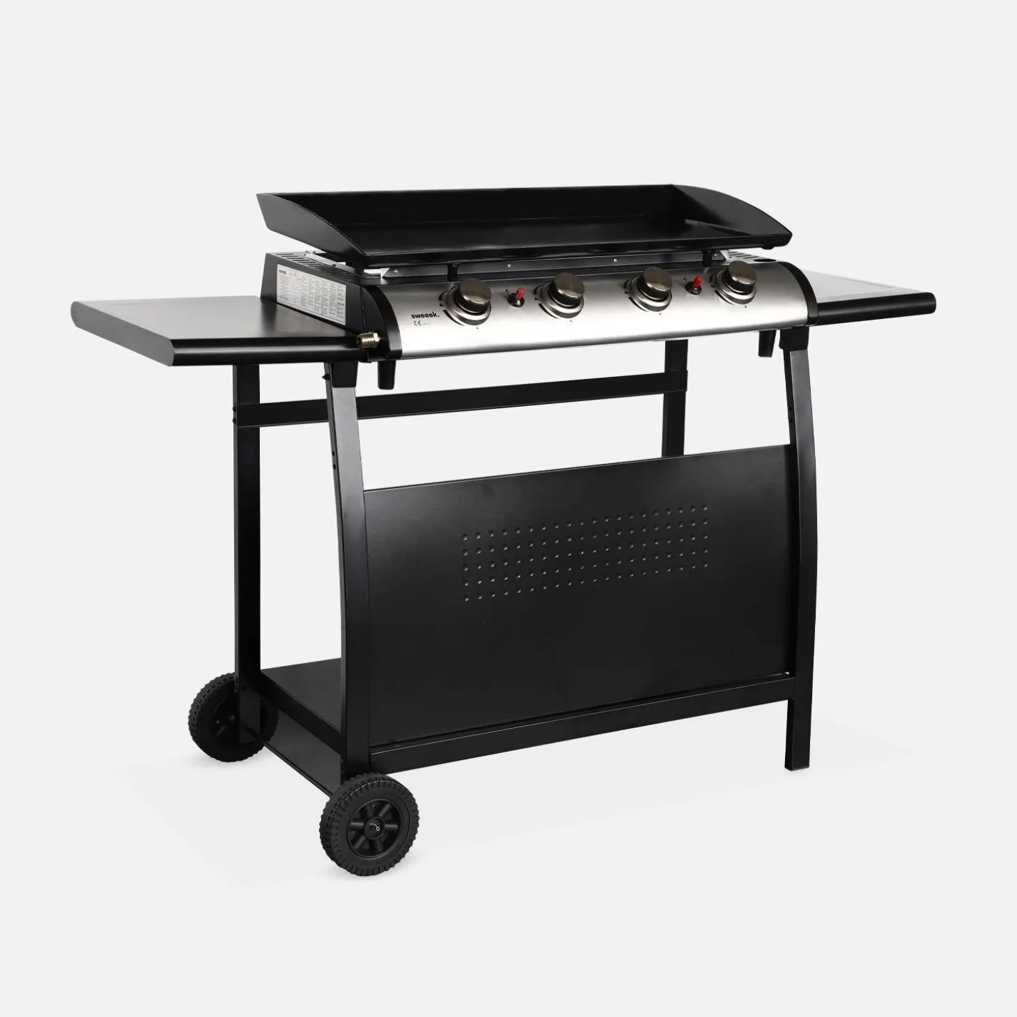 Plancha de gas 4 quemadores 10kW + carro