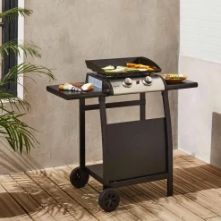 Plancha de gas 2 quemadores 5kW con carrito