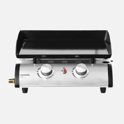 Plancha de gas con 2 quemadores de acero inoxidable, 5kW