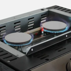 Plancha de gas con 2 quemadores de acero inoxidable, 5kW