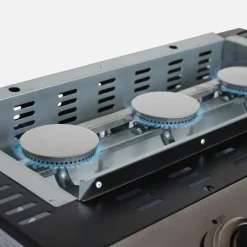 Plancha de gas con 3 quemadores de acero inoxidable, 7.5kW