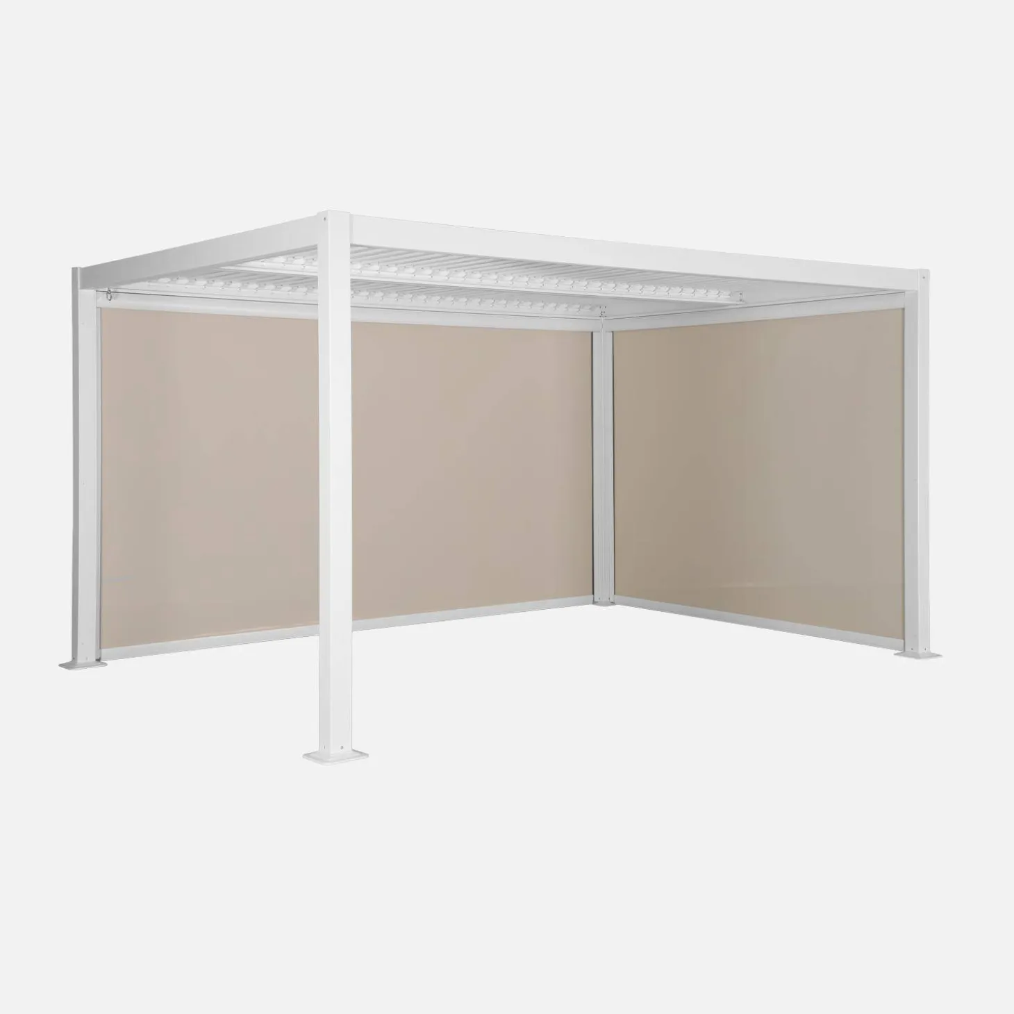 Pérgola bioclimática aluminio y acero 3x4m con toldo de 3m + toldo de 4m