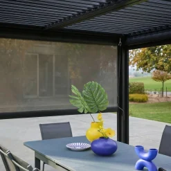 Pérgola bioclimática aluminio y acero 3x4m con toldo de 3m + toldo de 4m