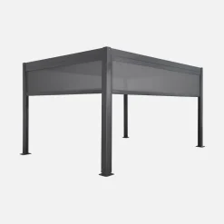 Pérgola bioclimática aluminio y acero 3x4m con toldo de 3m + toldo de 4m