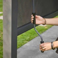 Pérgola bioclimática aluminio y acero 3x4m con toldo de 3m + toldo de 4m