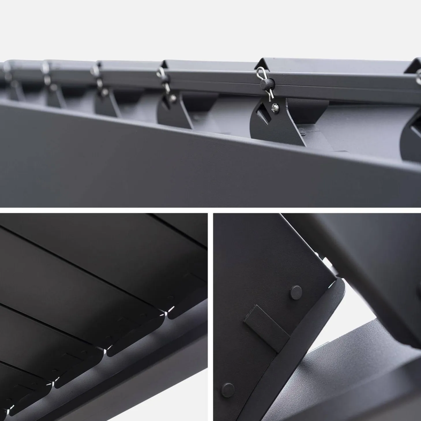 Pérgola bioclimática de aluminio 3x3m con lamas orientables V2 + 3 persianas