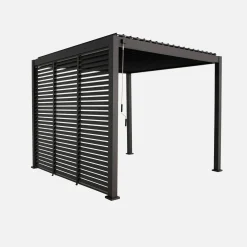 Pérgola bioclimática de aluminio 3x3m con lamas orientables V2 + 3 persianas