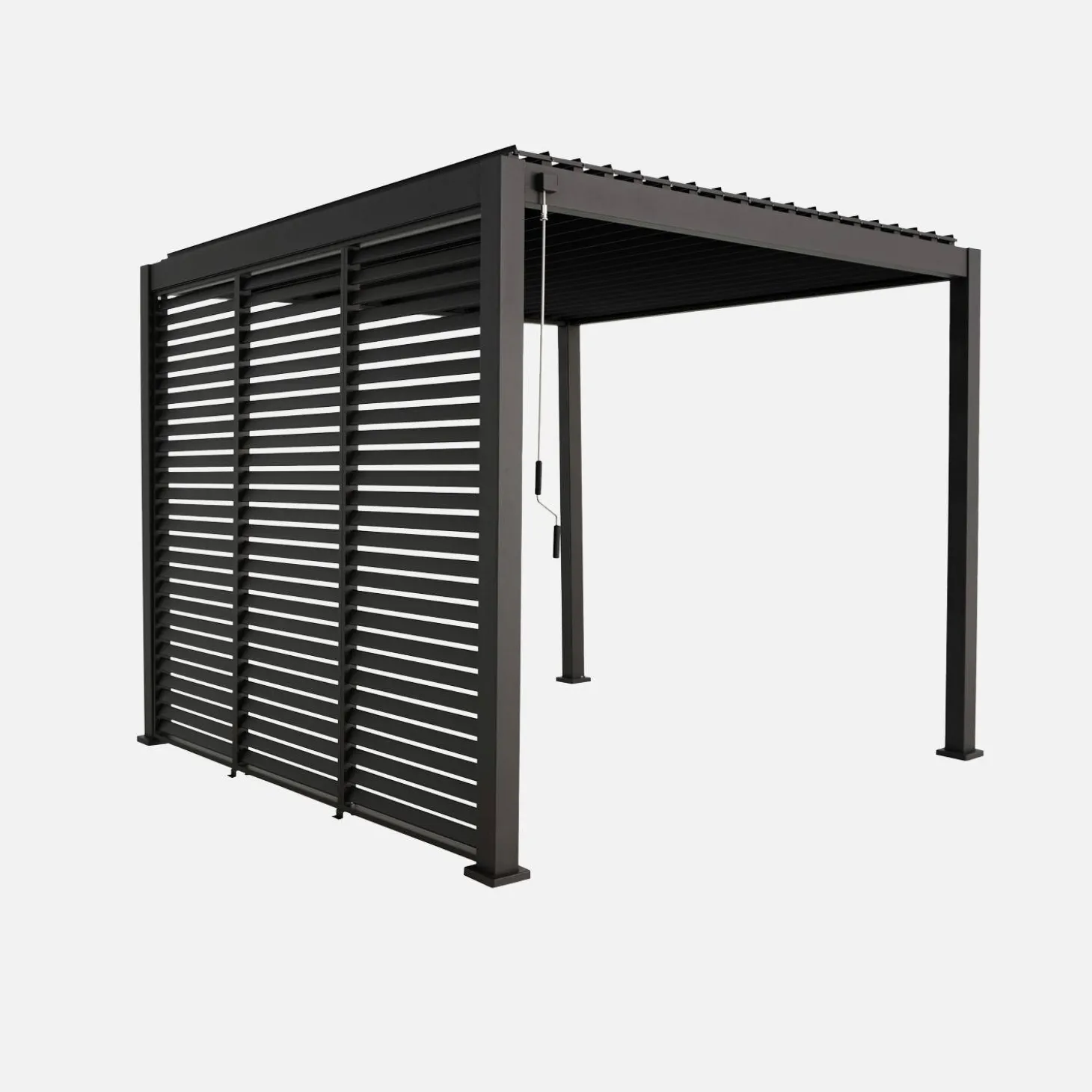 Pérgola bioclimática de aluminio 3x3m con lamas orientables V2 + 3 persianas