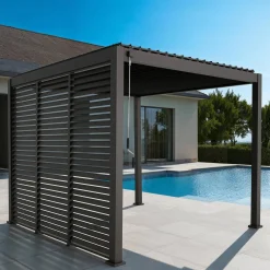 Pérgola bioclimática de aluminio 3x3m con lamas orientables V2 + 3 persianas