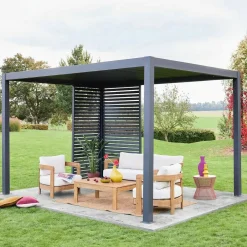 Pérgola bioclimática de aluminio 3x4m + 1 persiana 1m+ 1 persiana 1.3m