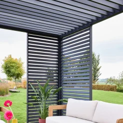 Pérgola bioclimática de aluminio 3x4m + 1 persiana 1m+ 1 persiana 1.3m