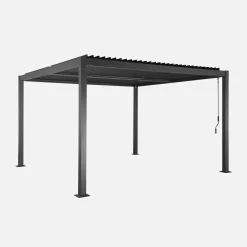 Pérgola bioclimática de aluminio y acero con lamas orientables, 3,6x3,6m