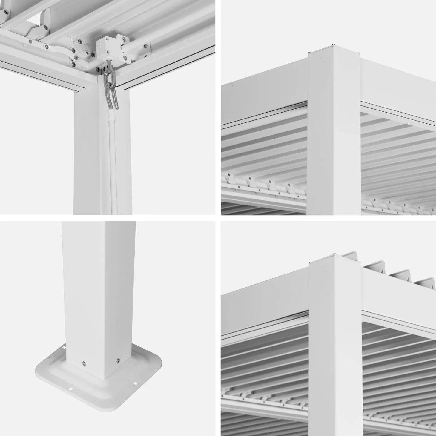 Pérgola bioclimática de aluminio y acero con lamas orientables, 3,6x3,6m