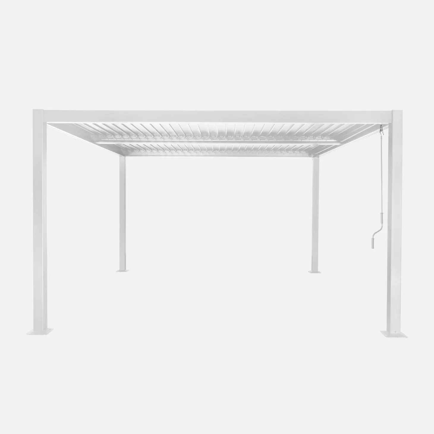 Pérgola bioclimática de aluminio y acero con lamas orientables, 3,6x3,6m