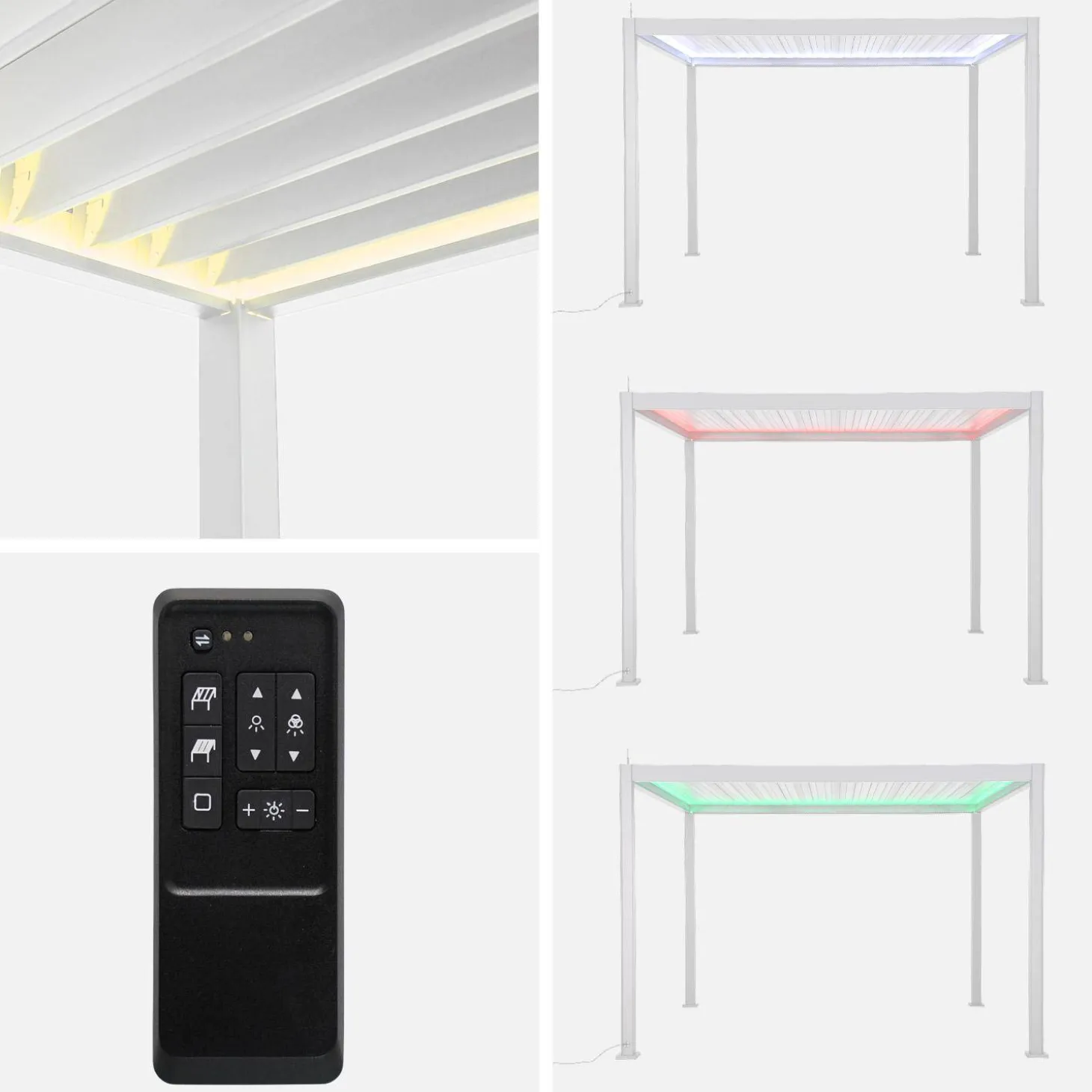 Pérgola bioclimática de aluminio con iluminación LED 3x4m
