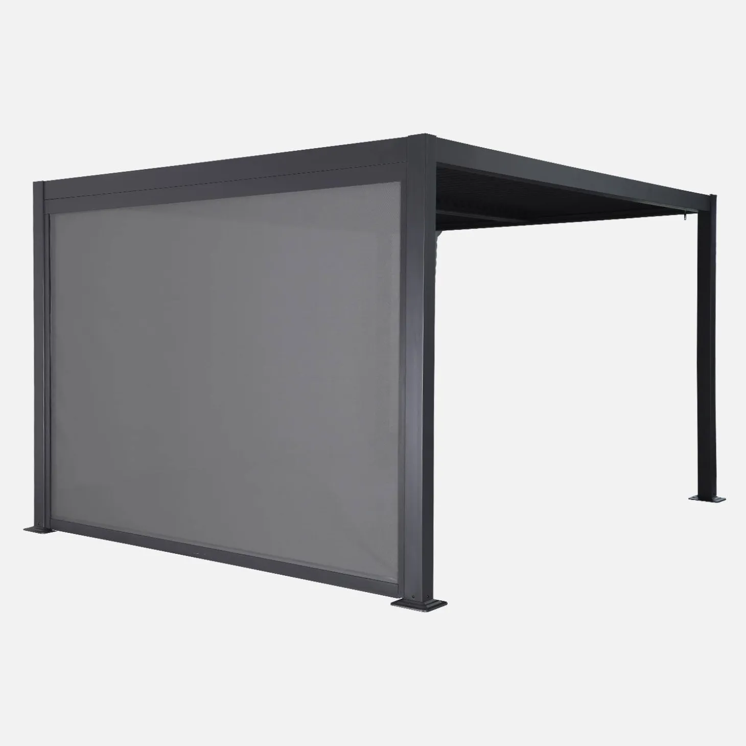Pérgola bioclimática de aluminio y acero 3x4m + toldo de 3m