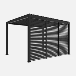 Pérgola bioclimática de aluminio 3x4m + 3 persianas de 130cm