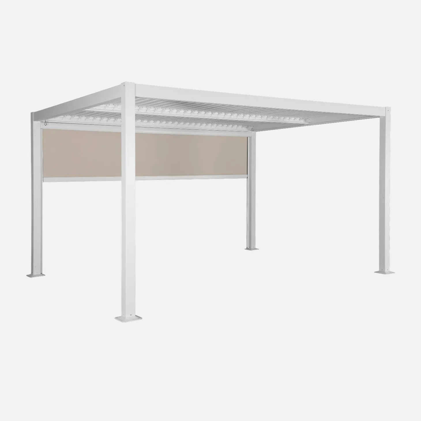 Pérgola bioclimática de aluminio y acero 3x4m con toldo 4m