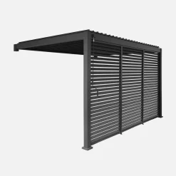 Pérgola bioclimática de aluminio adosada 3x4m + 3 persianas 1.3m